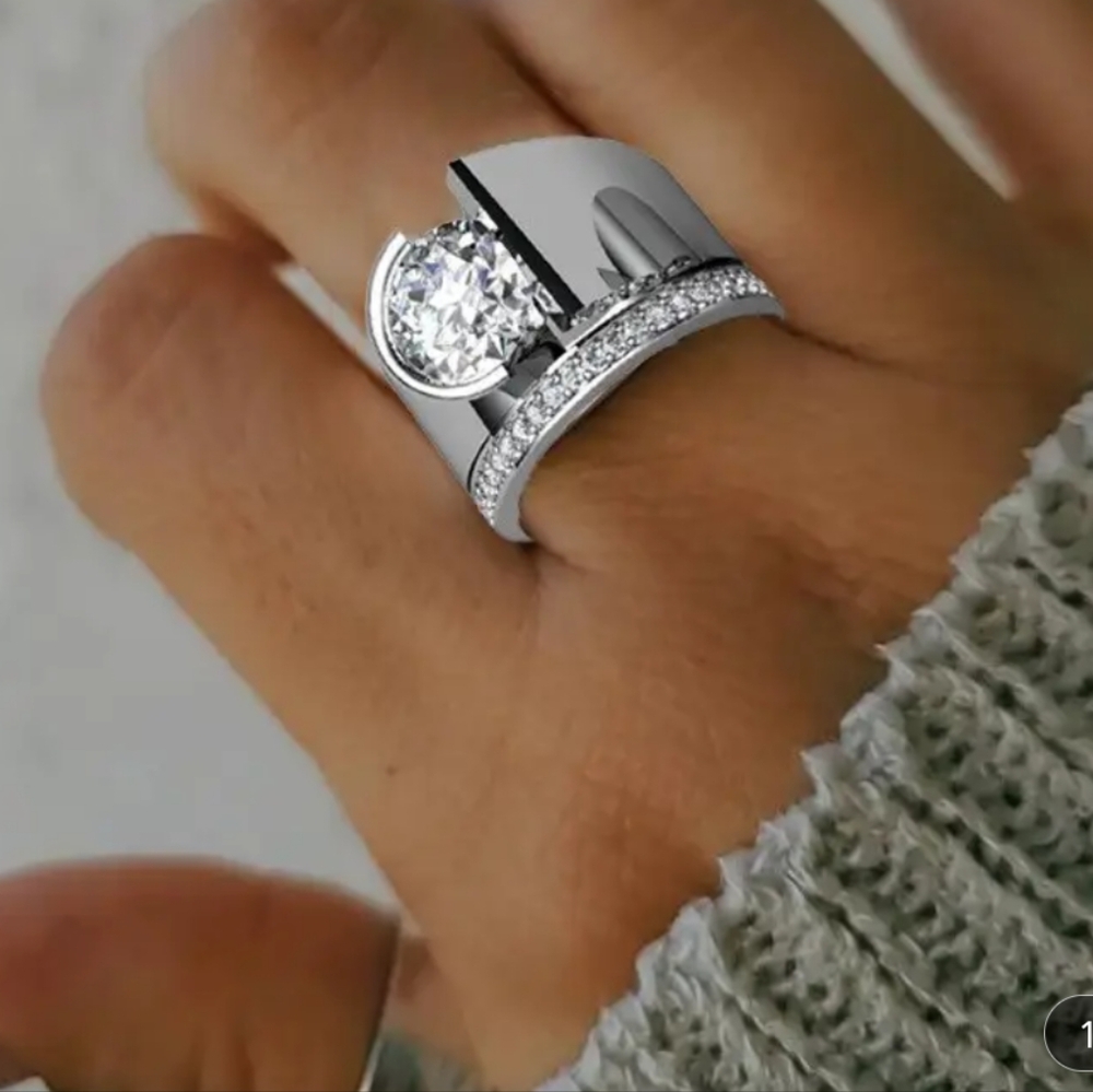 Macy's Silver-Tone Crystal Statement Ring